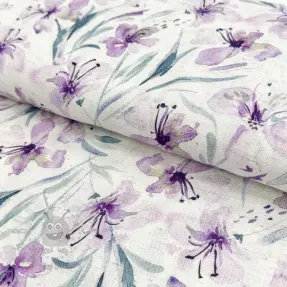Linen viscose Natural Lin Laurel purple digital print