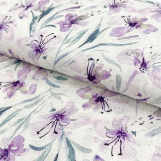 Linen viscose Natural Lin Laurel purple digital print