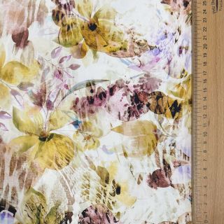 Cotton fabric SATIN Maui yellow digital print