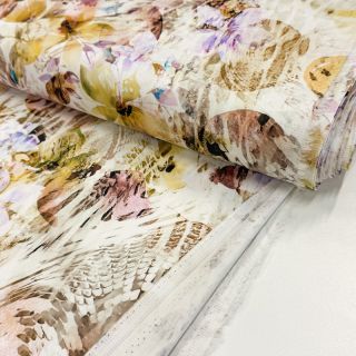 Cotton fabric SATIN Maui yellow digital print