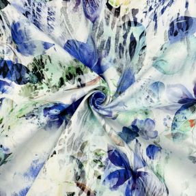 Cotton fabric SATIN Maui blue digital print