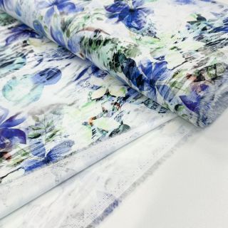 Cotton fabric SATIN Maui blue digital print