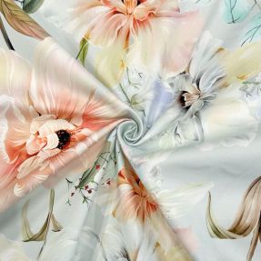 Cotton fabric SATIN Oahu green digital print