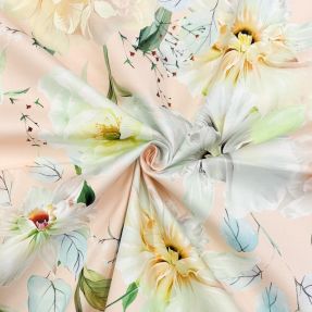 Cotton fabric SATIN Oahu pink digital print