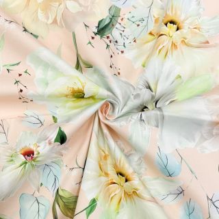 Cotton fabric SATIN Oahu pink digital print