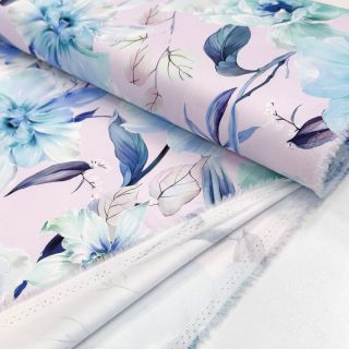 Cotton fabric SATIN Oahu purple digital print
