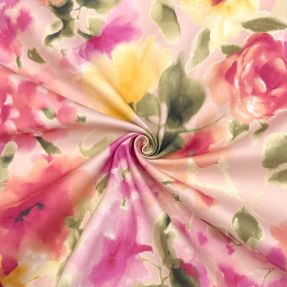 Cotton fabric SATIN Kauai pink digital print