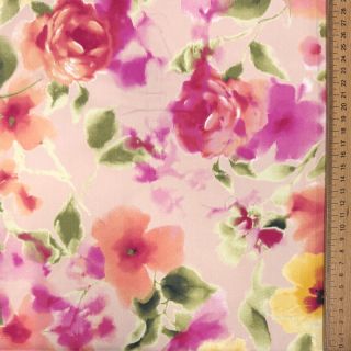 Cotton fabric SATIN Kauai pink digital print
