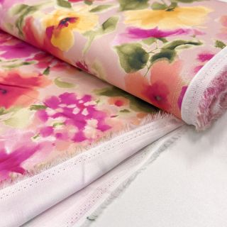 Cotton fabric SATIN Kauai pink digital print