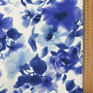 Cotton fabric SATIN Kauai blue digital print