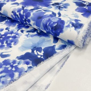 Cotton fabric SATIN Kauai blue digital print