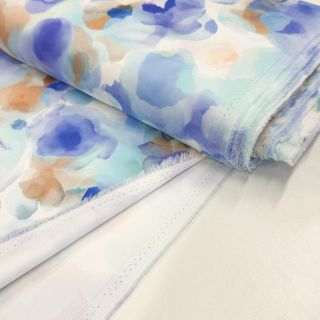 Cotton fabric SATIN Niihau blue digital print