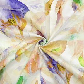 Cotton fabric SATIN Hawaii yellow digital print