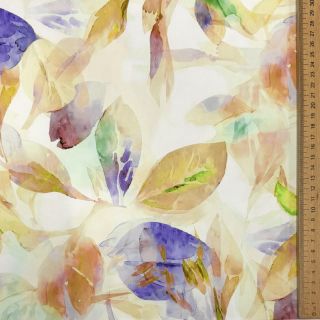 Cotton fabric SATIN Hawaii yellow digital print