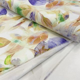 Cotton fabric SATIN Hawaii yellow digital print