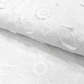 Cotton fabric EMBROIDERY Catchy Swingy white