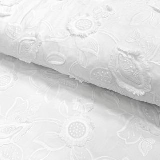 Cotton fabric EMBROIDERY Catchy Swingy white