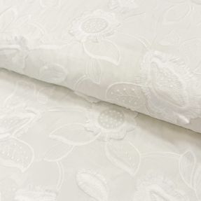 Cotton fabric EMBROIDERY Catchy Swingy off white