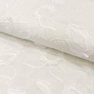 Cotton fabric EMBROIDERY Catchy Swingy off white