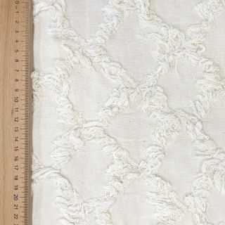 Cotton fabric Ruffled Diamonds ecru