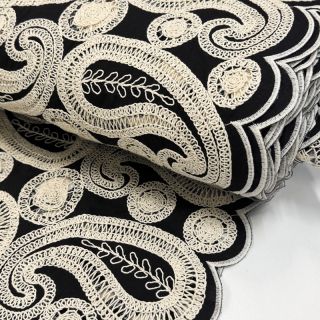 Cotton fabric EMBROIDERY Anouk black