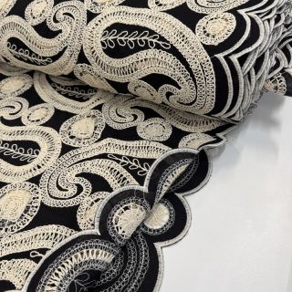 Cotton fabric EMBROIDERY Anouk black