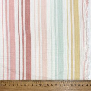 Double gauze/muslin Beach Stripe red