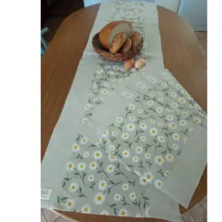 Decoration fabric Linenlook Daisy sweet field