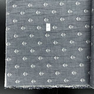 Double gauze/muslin JACQUARD Anchor 2-side faded gray navy