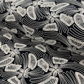 Cotton fabric EMBROIDERY Amia black