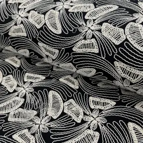 Cotton fabric EMBROIDERY Amia black