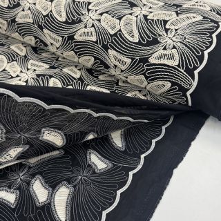 Cotton fabric EMBROIDERY Amia black