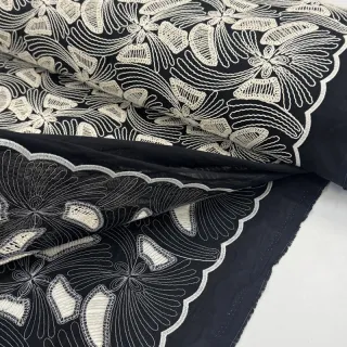 Cotton fabric EMBROIDERY Amia black