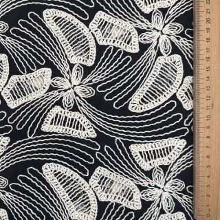 Cotton fabric EMBROIDERY Amia black
