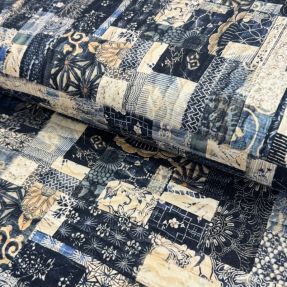 Cotton fabric TWILL DENIM Mix print design A