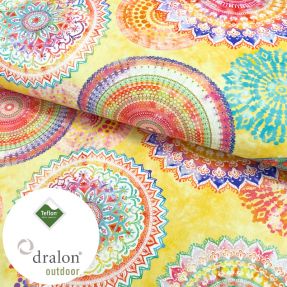 Outdoor decoration fabric teflon MANDALA WATERCOLOUR YELLOW