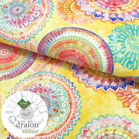 Outdoor decoration fabric teflon MANDALA WATERCOLOUR YELLOW