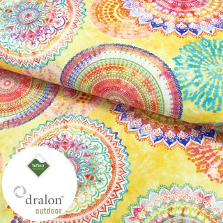 Outdoor decoration fabric teflon MANDALA WATERCOLOUR YELLOW