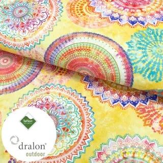 Outdoor decoration fabric teflon MANDALA WATERCOLOUR YELLOW