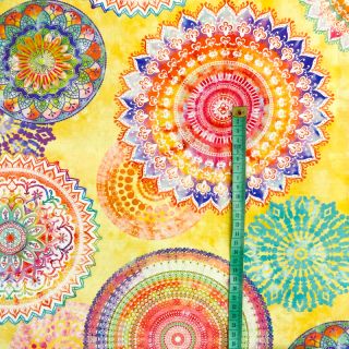 Outdoor decoration fabric teflon MANDALA WATERCOLOUR YELLOW