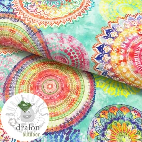 Outdoor decoration fabric teflon MANDALA WATERCOLOUR GREEN