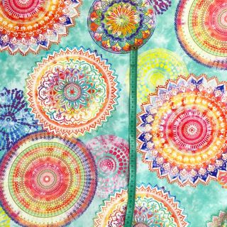 Outdoor decoration fabric teflon MANDALA WATERCOLOUR GREEN