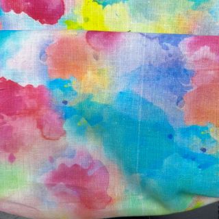 Linen cotton Abstract flowers RAMIE blue digital print 2nd class