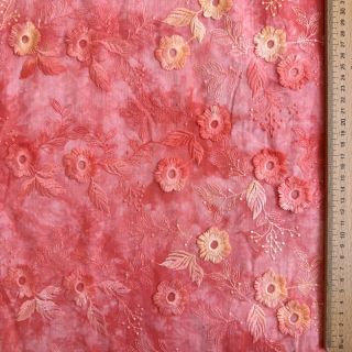 Cotton fabric TIE DYE EMBROIDERY Poppy design K