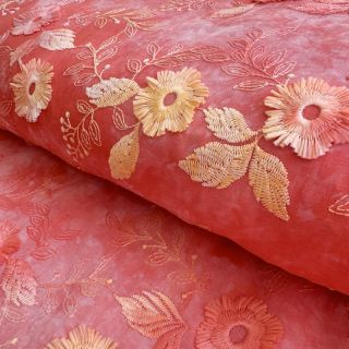 Cotton fabric TIE DYE EMBROIDERY Poppy design K