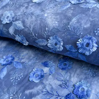 Cotton fabric TIE DYE EMBROIDERY Poppy design L