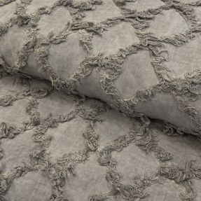 Cotton fabric with linen Vintage Fringe Diamonds grey