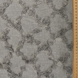 Cotton fabric with linen Vintage Fringe Diamonds grey
