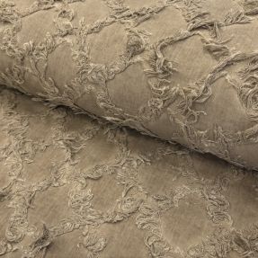 Cotton fabric with linen Vintage Fringe Diamonds naturals