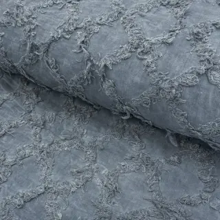 Cotton fabric with linen Vintage Fringe Diamonds blue